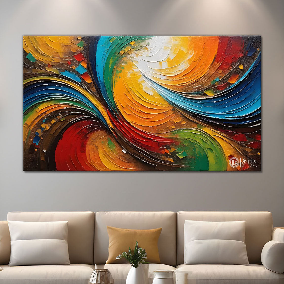Colorful rays oil painting Canvas Painting - Design - Modern-L-244