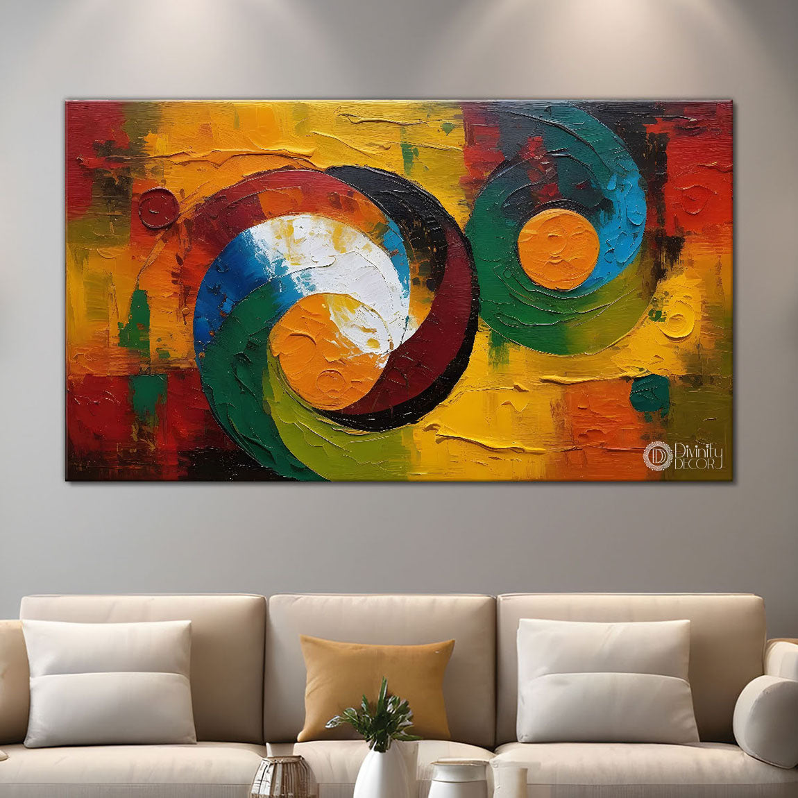 Colorful textured oil painting Canvas Painting - Design - Modern-L-245
