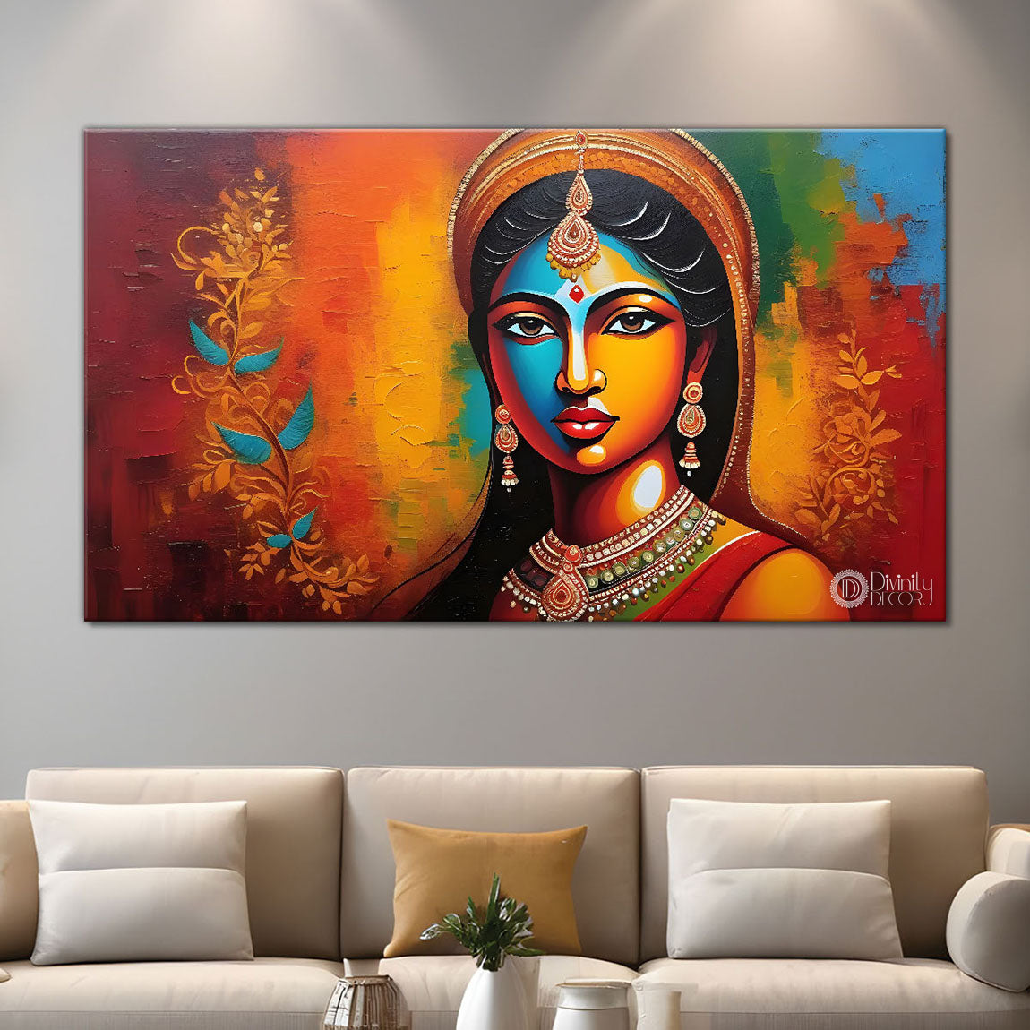 Beautiful lady face painting art Canvas Painting - Design - Modern-L-246