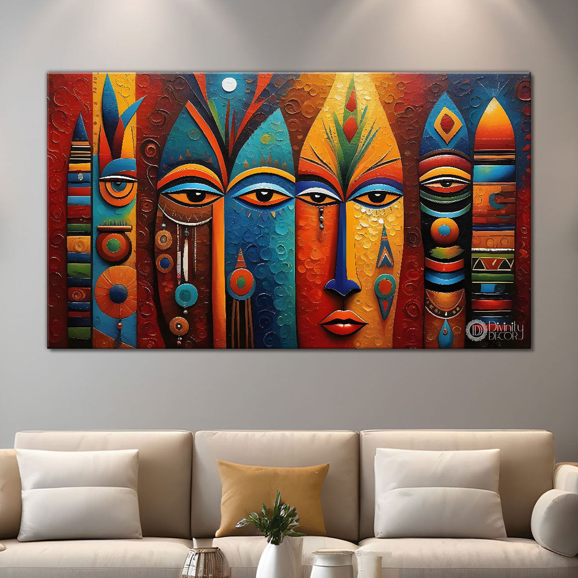 Tribal textured oil painting Canvas Painting - Design - Modern-L-249
