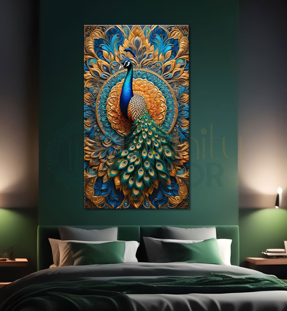 Peacock in bright colours modern art painting  - Design - Peacock-V-24