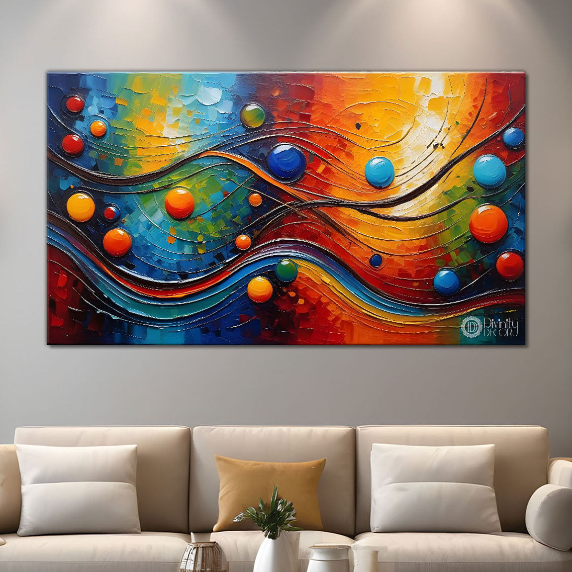Bubbles with rays oil painting Canvas Painting - Design - Modern-L-251