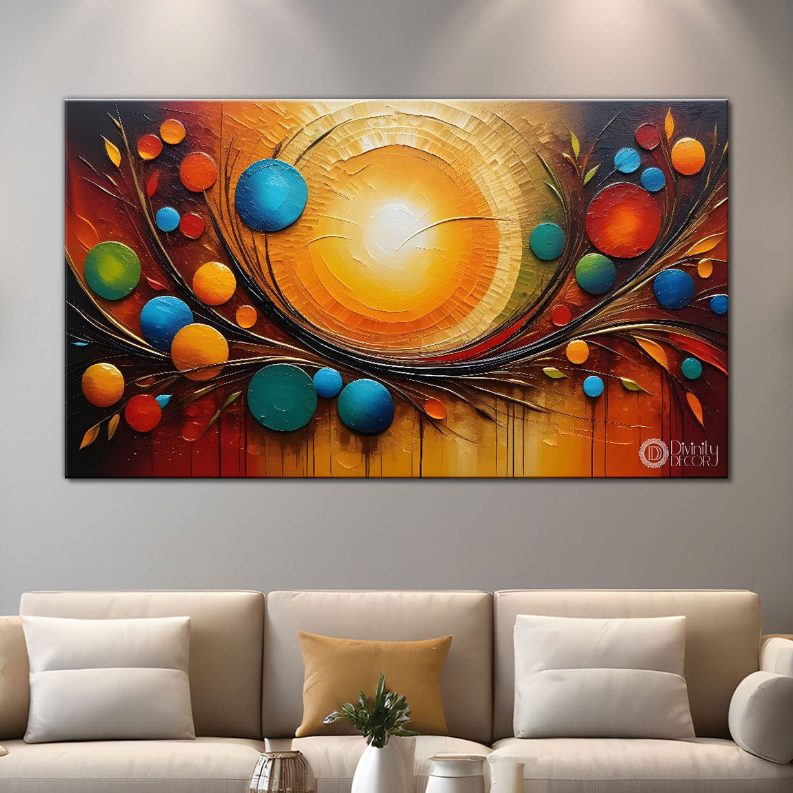 Bubbles with sun oil painting Canvas Painting - Design - Modern-L-252