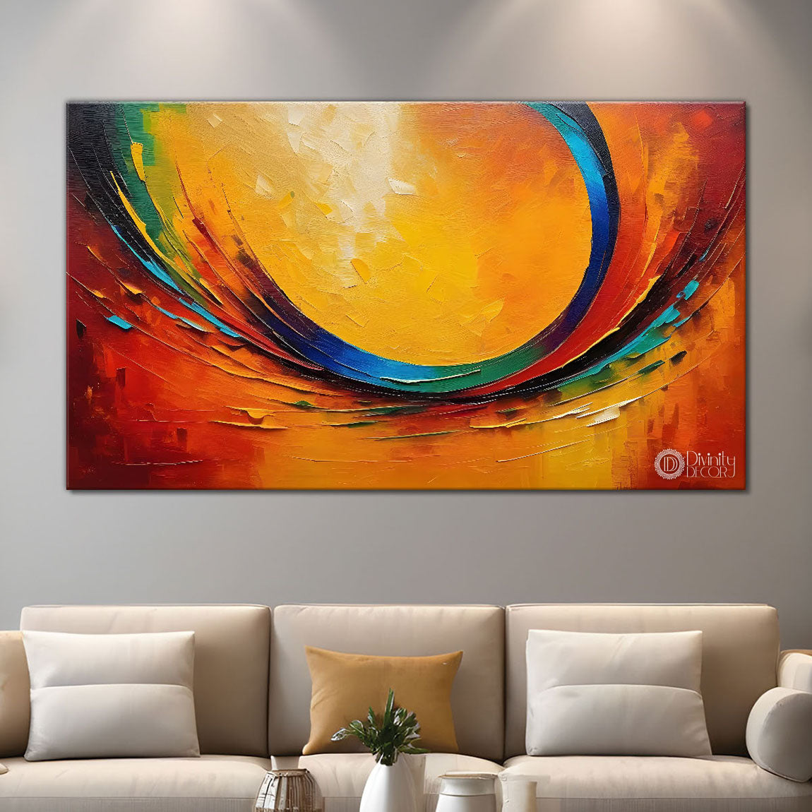 Colorful two rays textured art Canvas Painting - Design - Modern-L-254