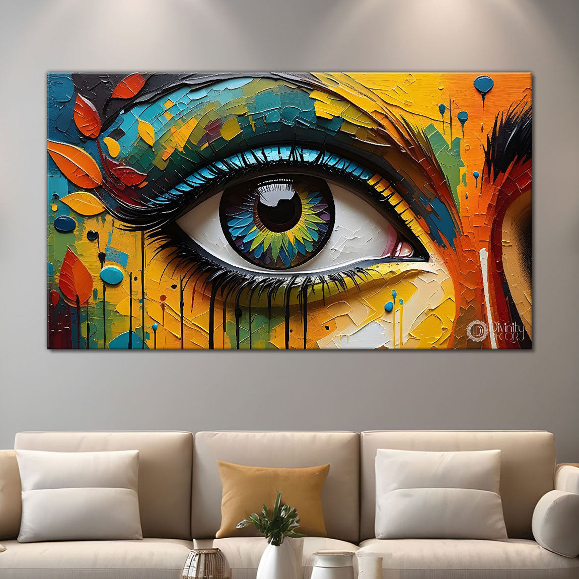 Sea green eye in colorful background texture art Canvas Painting - Design - Modern-L-258