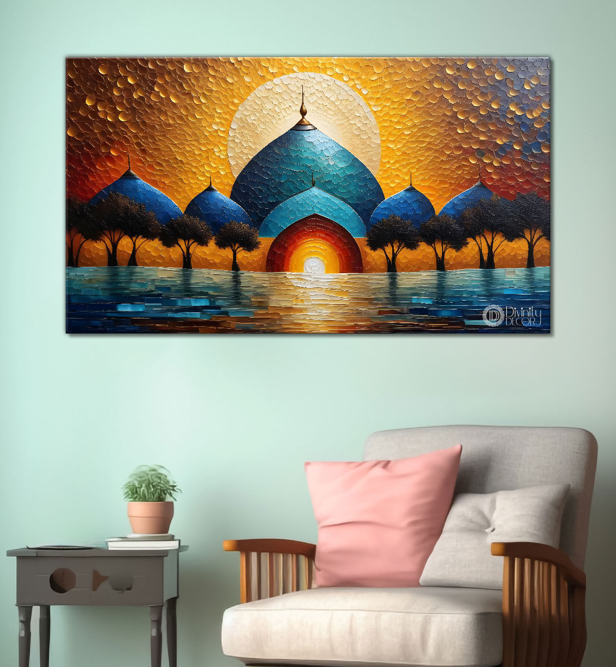 Islamic mosque in bright textured oil painting Canvas Painting - Islamic paintings - 26
