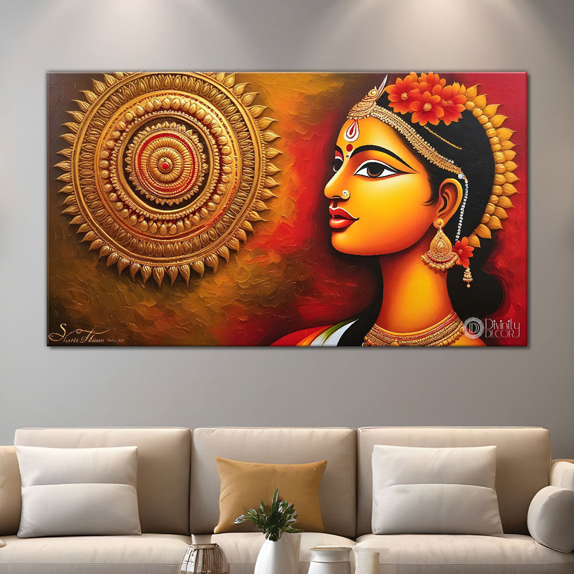 Lady face with one spiral pattern modern art Canvas Painting - Design - Modern-L-260