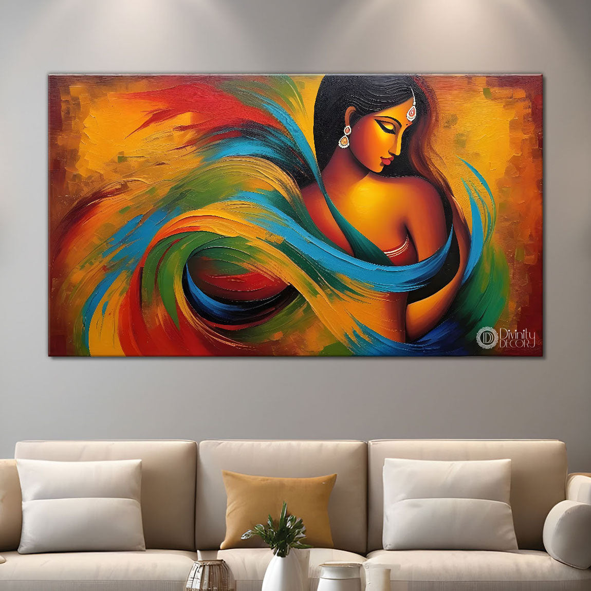 A lady in colors textured modern art Canvas Painting - Design - Modern-L-263
