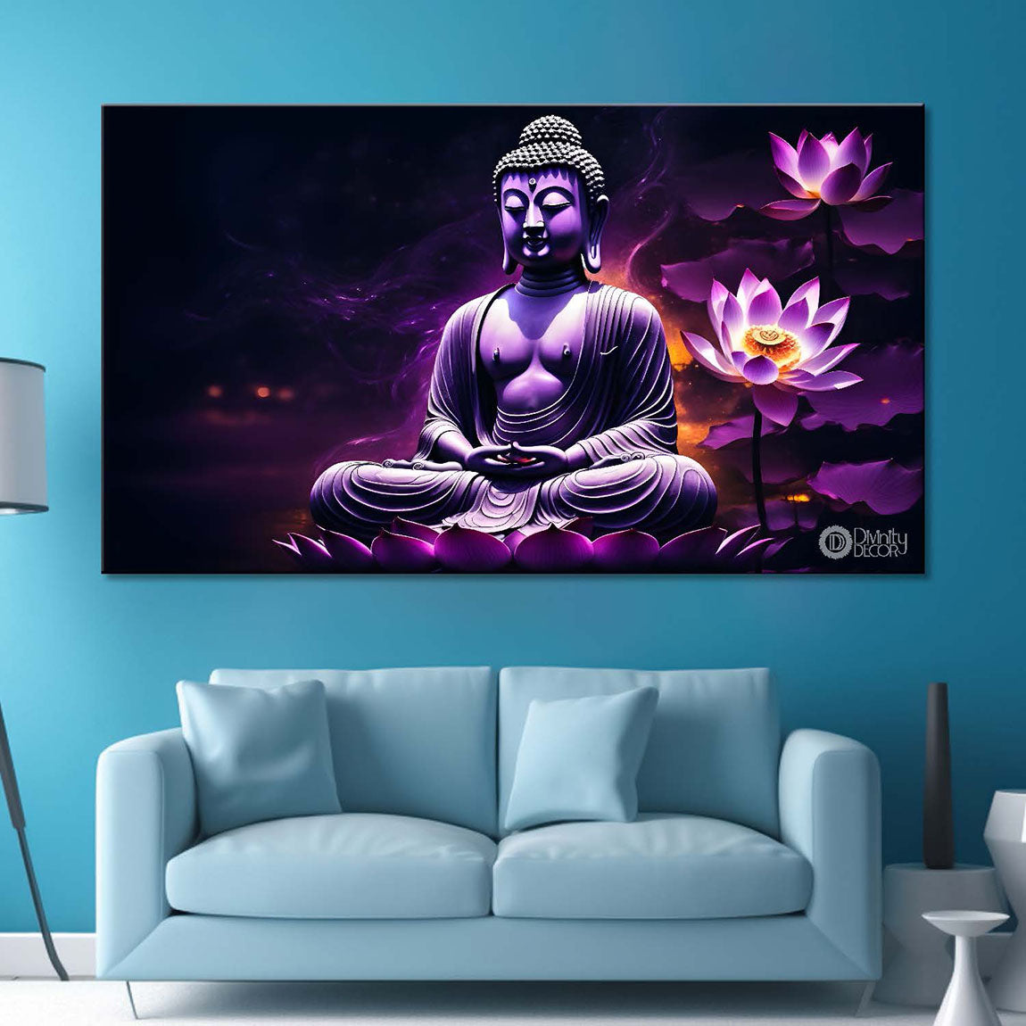 Pink buddha in pink textured painting Canvas Wall Painting - Buddha-264