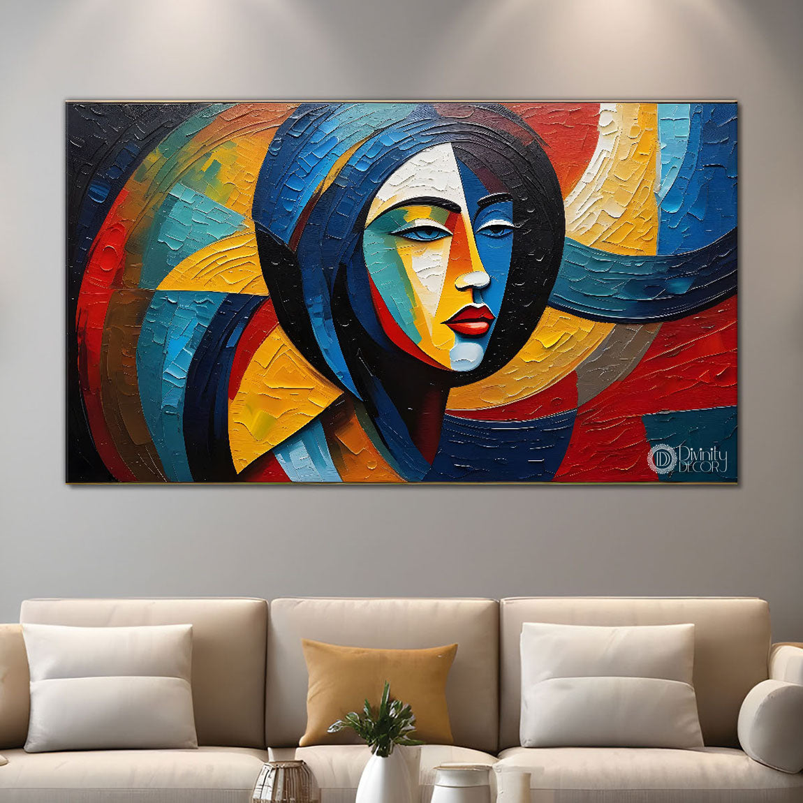 Face segment textured modern art Canvas Painting - Design - Modern-L-264
