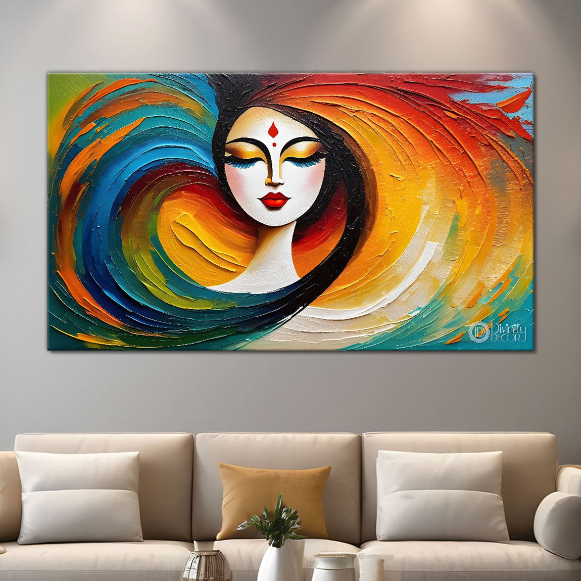 Woman in colors textured modern art Canvas Painting - Design - Modern-L-265