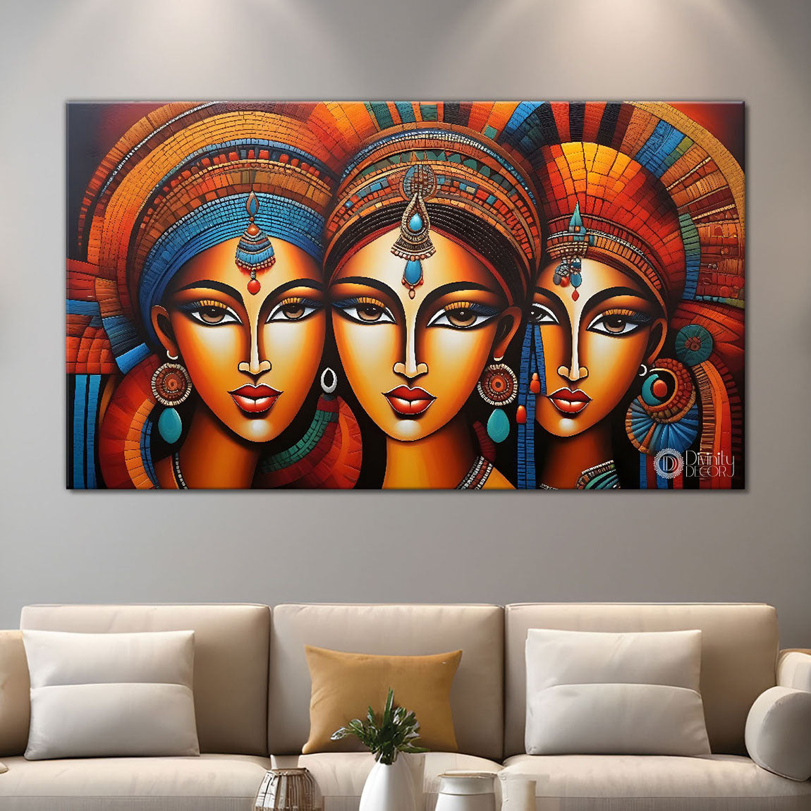 Multiple faces textured modern art Canvas Painting - Design - Modern-L-266