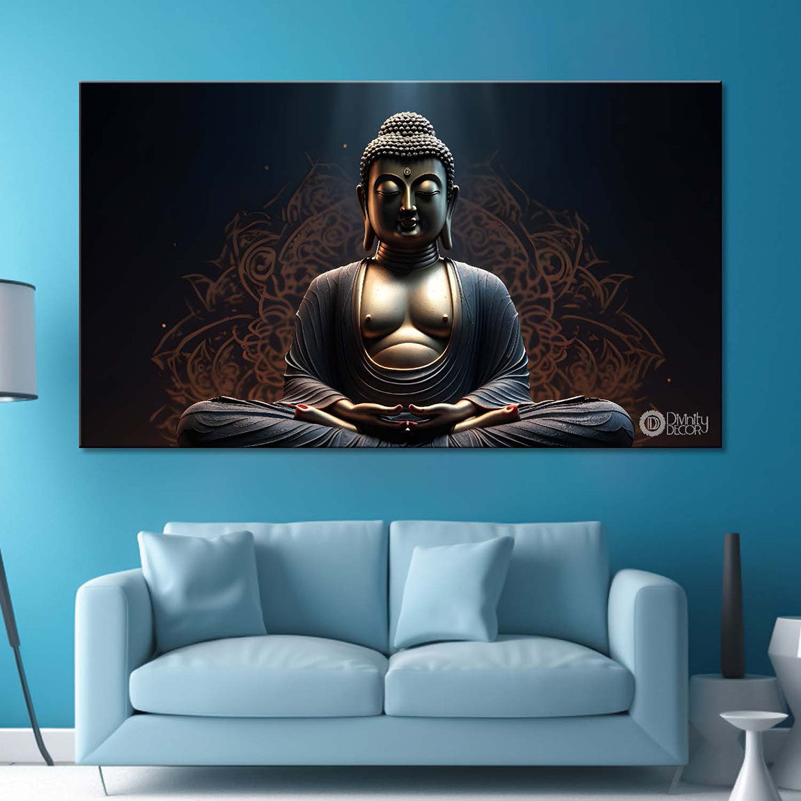 Buddha with dark textured background painting Canvas Wall Painting - Buddha-267