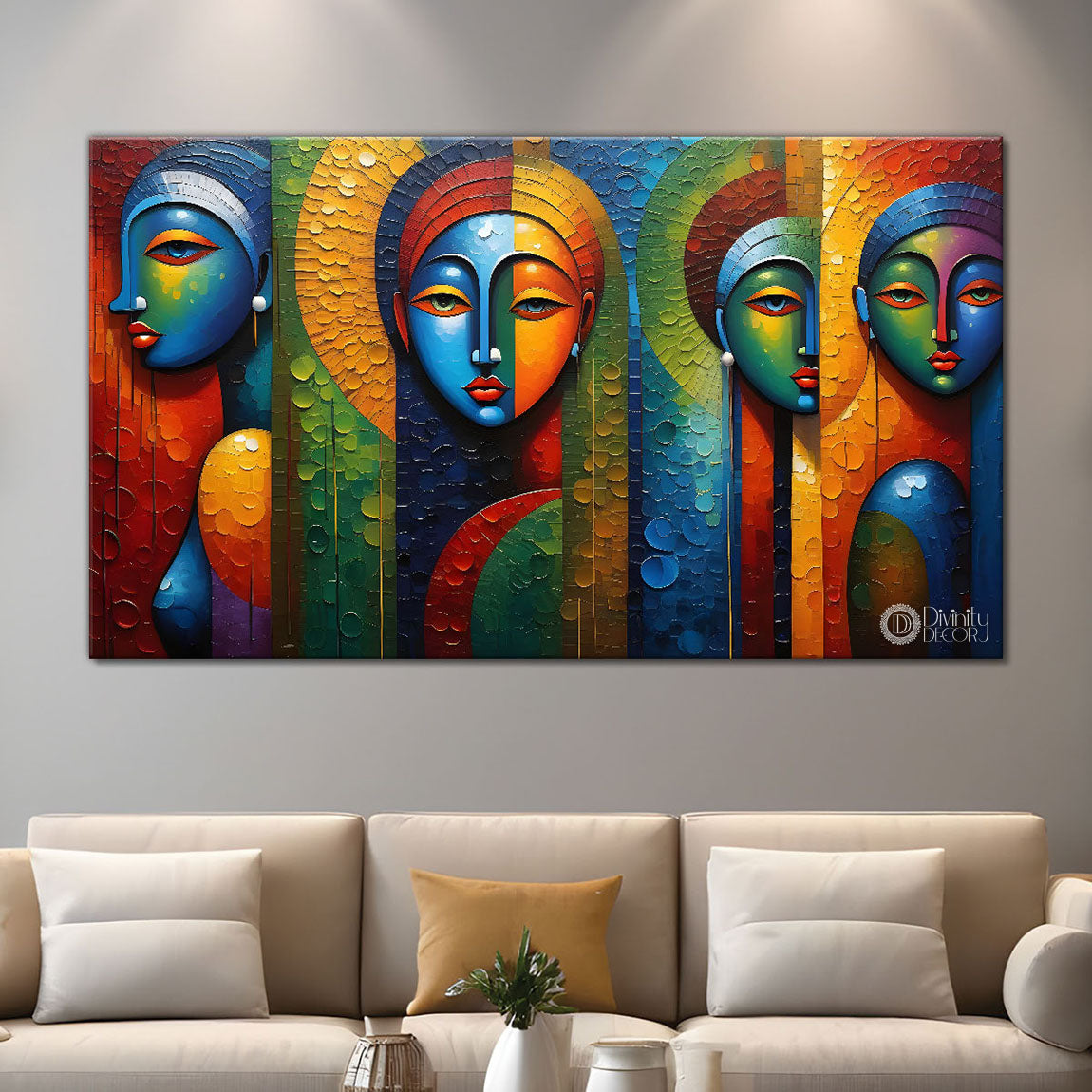 Human in different colors textured modern art Canvas Painting - Design - Modern-L-268