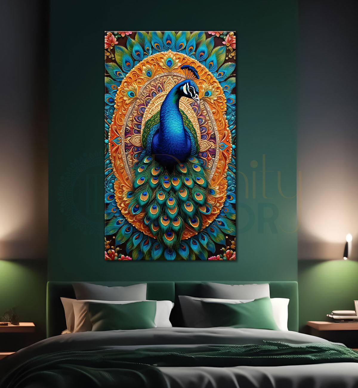 Peacock in bright colours modern art painting  - Design - Peacock-V-26