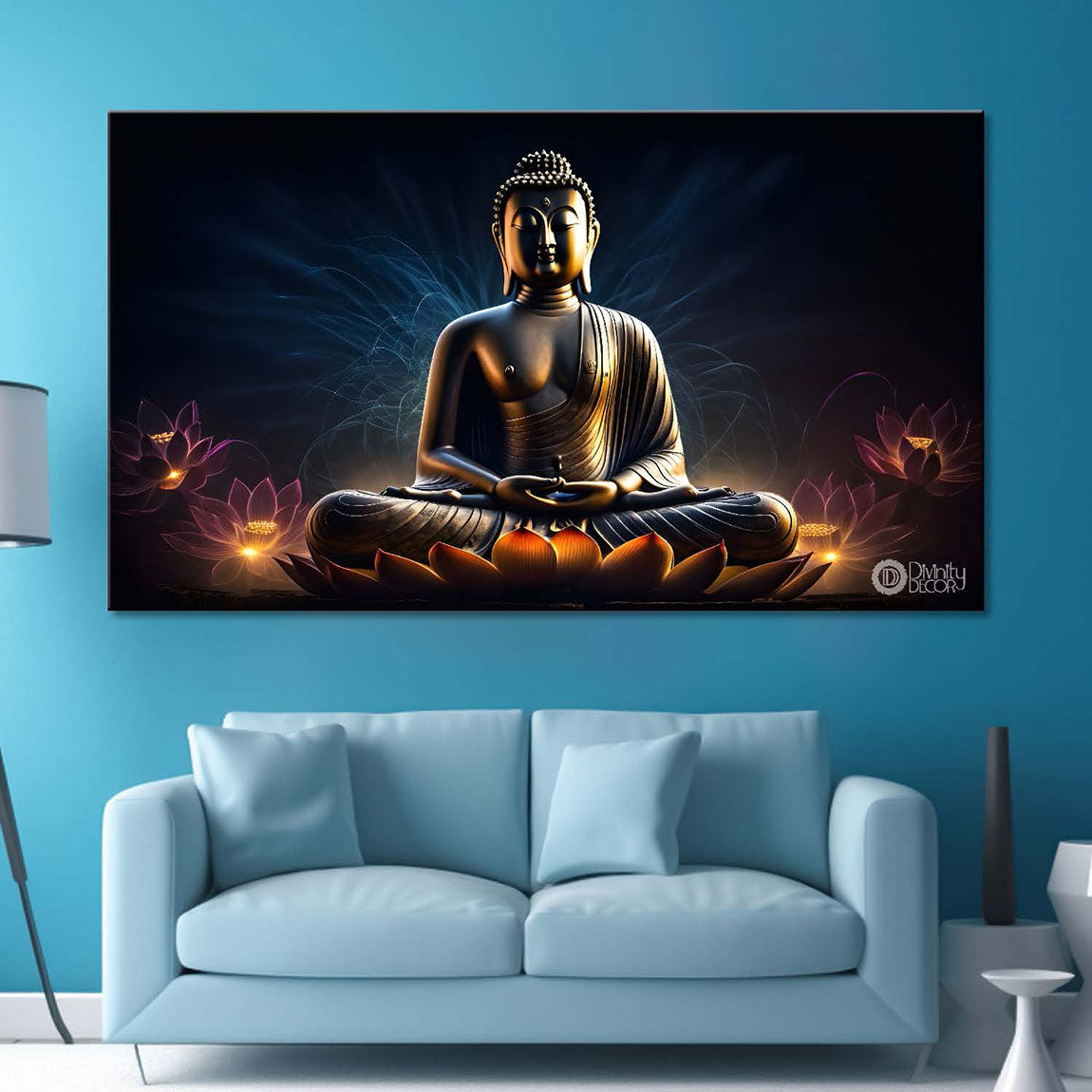 Buddha with dark textured background painting Canvas Wall Painting - Buddha-270