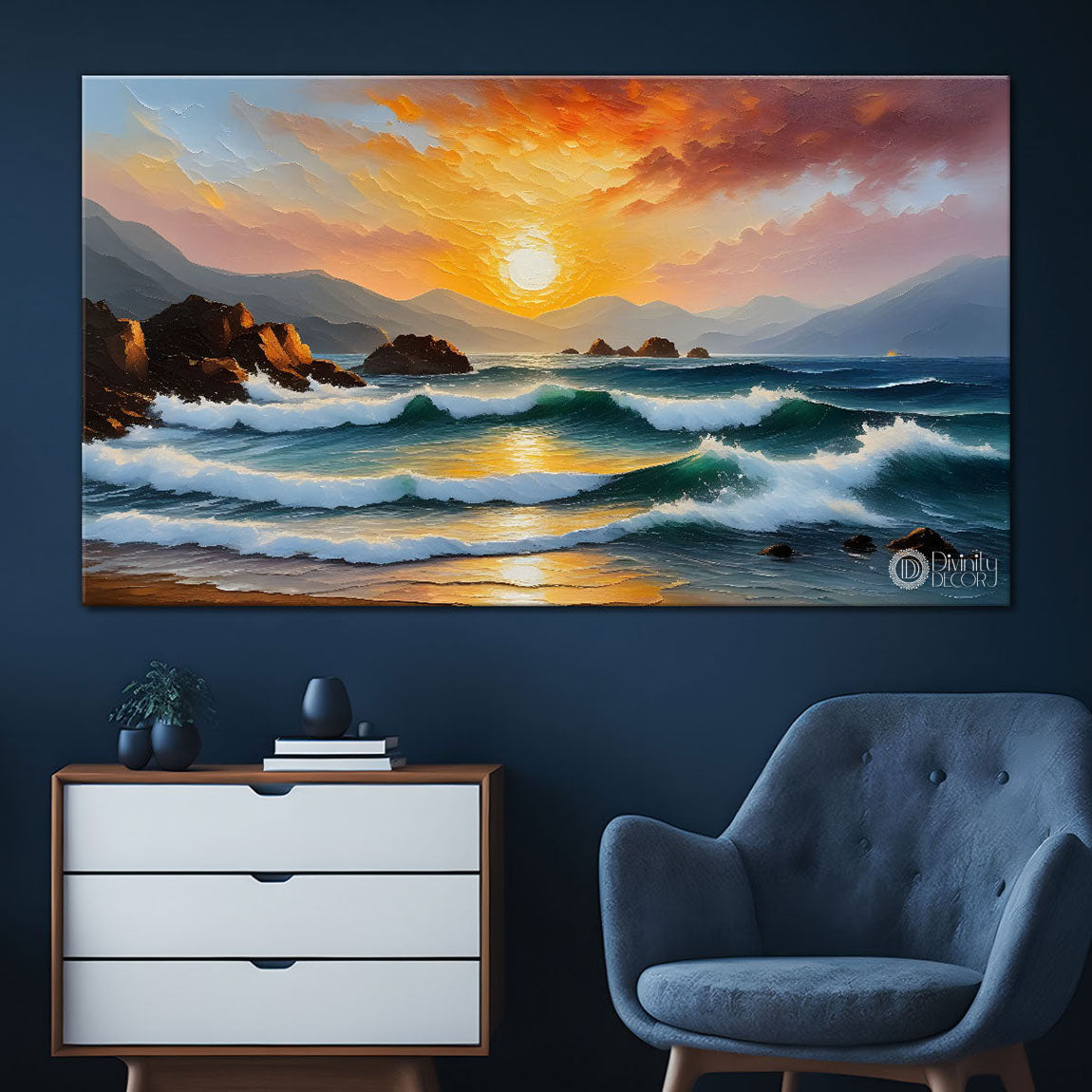 Waves and rock painting Canvas Painting - Nature Art -270