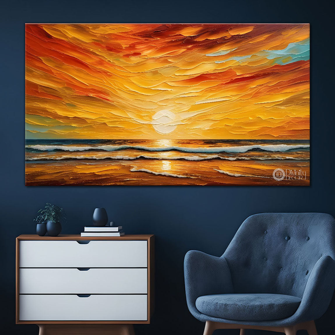 Sunrise and sea painting Canvas Painting - Nature Art -271