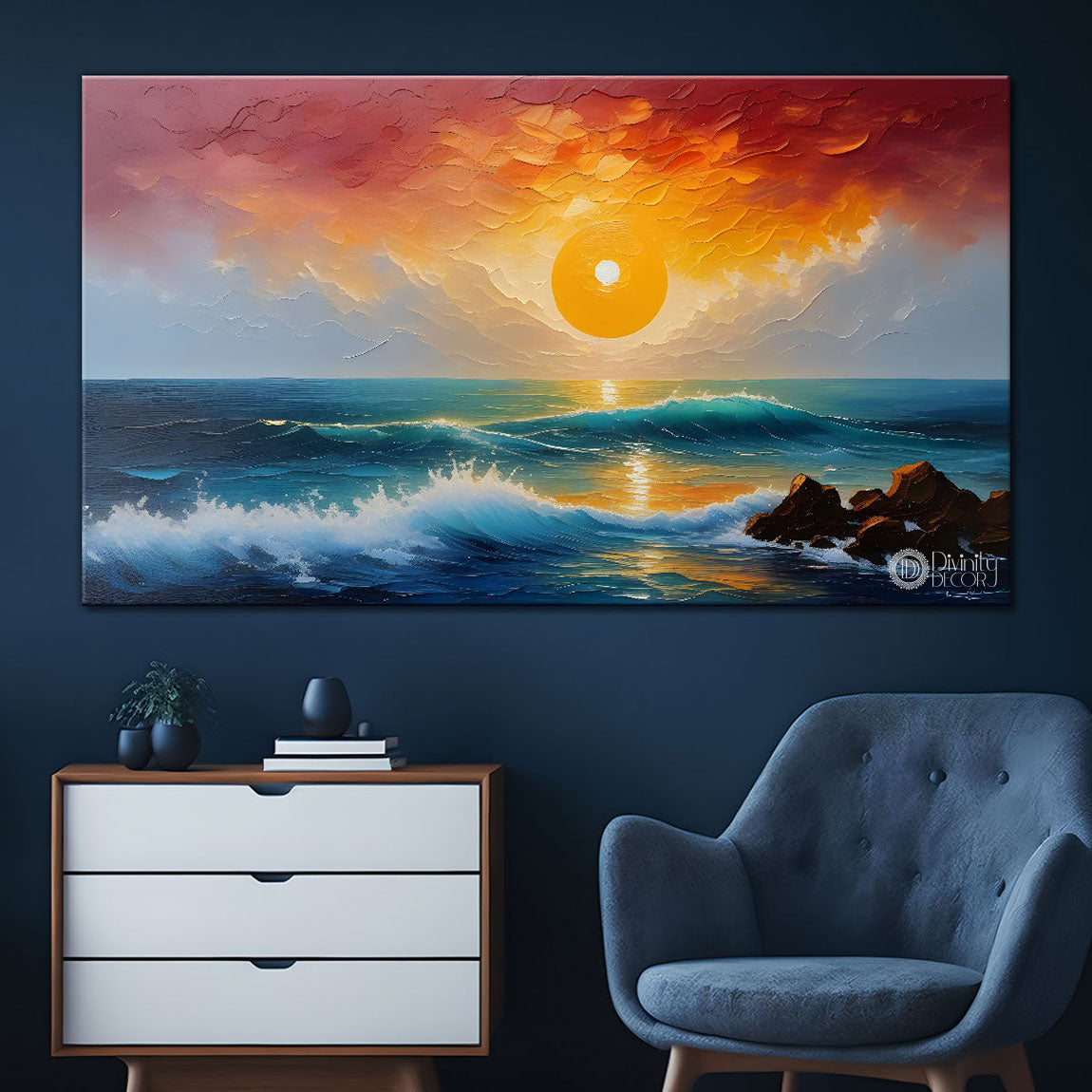 Waves and rock painting Canvas Painting - Nature Art -272