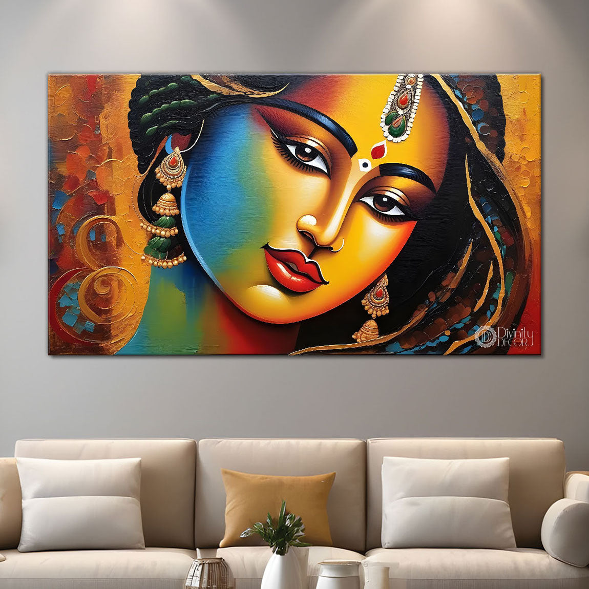 Beautiful lady textured modern art Canvas Painting - Design - Modern-L-273