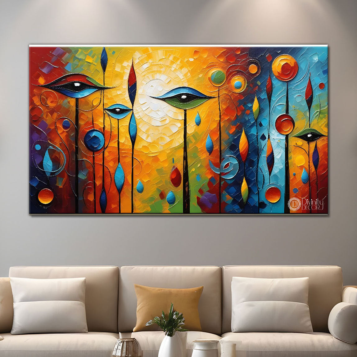 Colorful textured oil painting Canvas Painting - Design - Modern-L-274