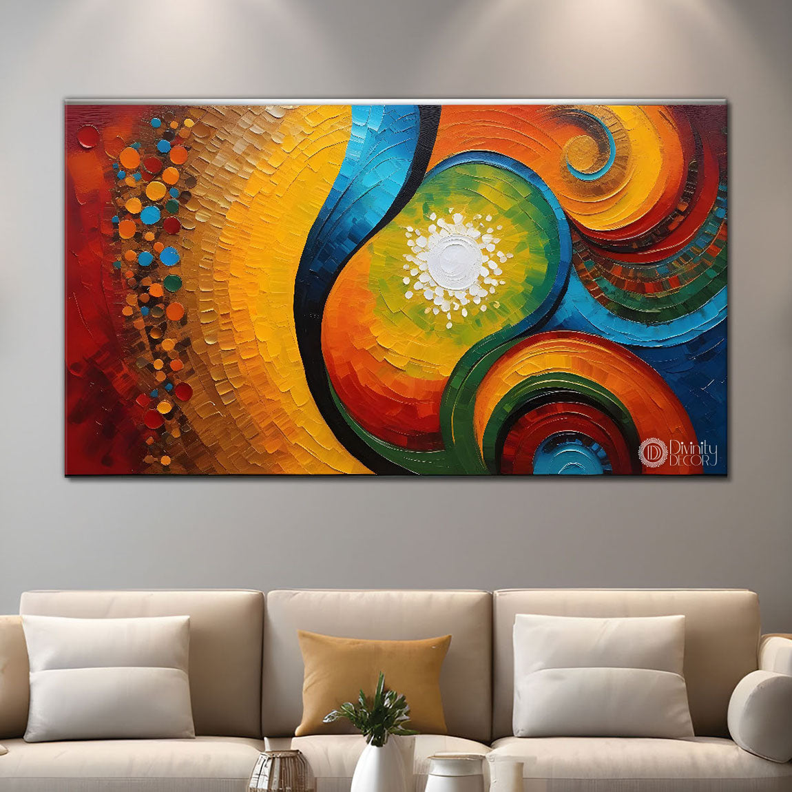 Colorful textured oil painting Canvas Painting - Design - Modern-L-279