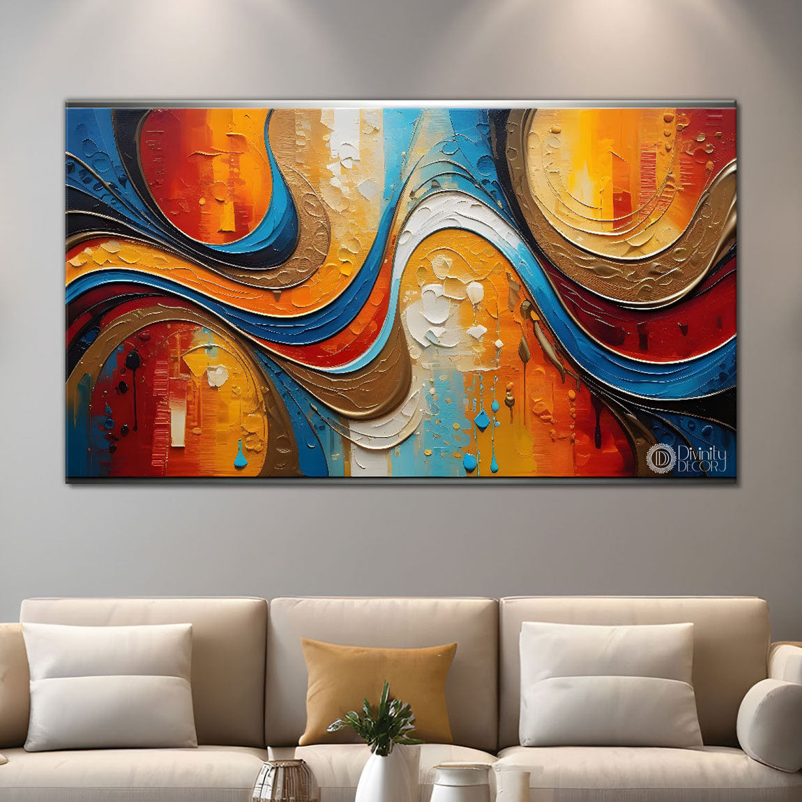 Colorful textured oil painting Canvas Painting - Design - Modern-L-280