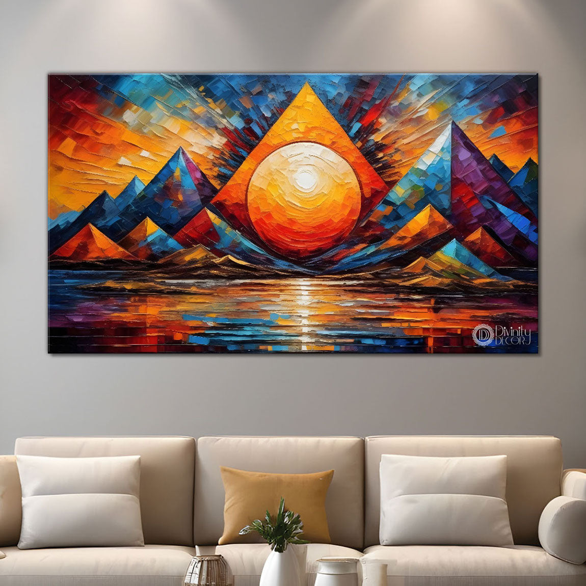 Sunset view textured modern art Canvas Painting - Design - Modern-L-282