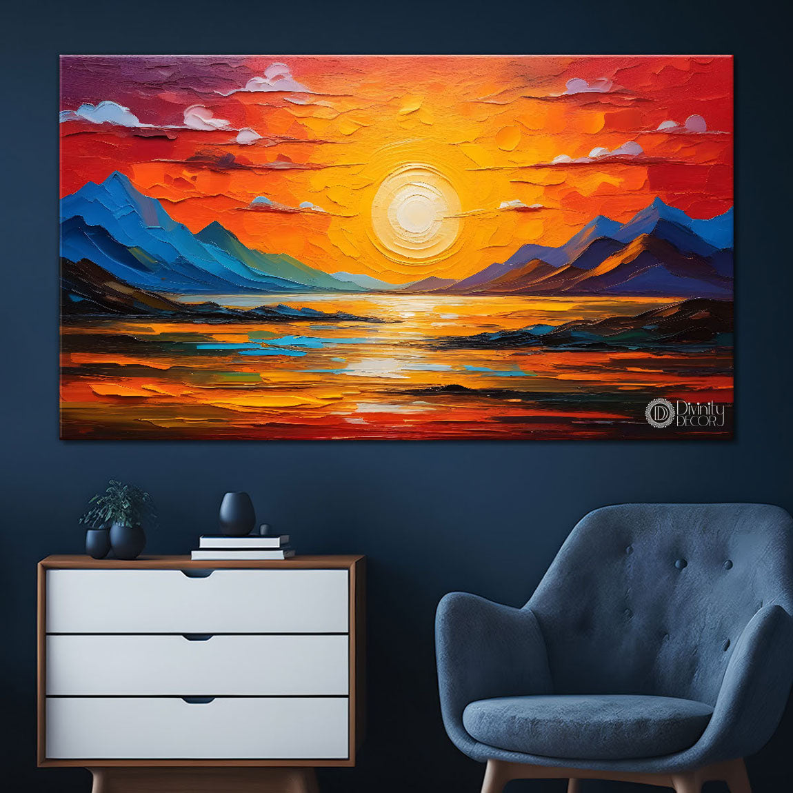 Mountains with sunrise painting Canvas Painting - Nature Art -288
