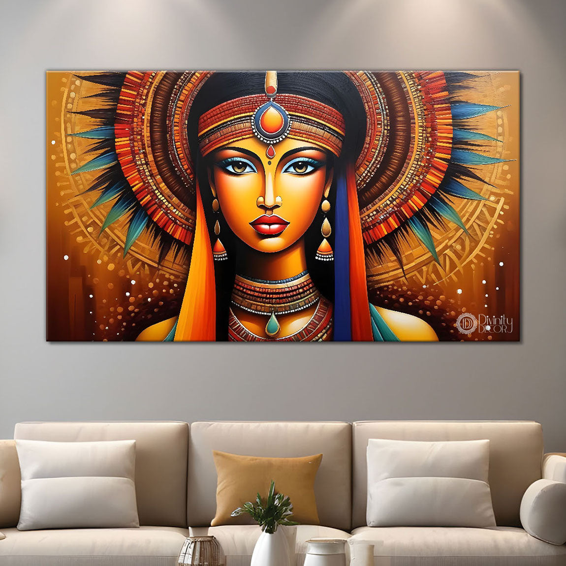 Tribal lady face modern art Canvas Painting - Design - Modern-L-288