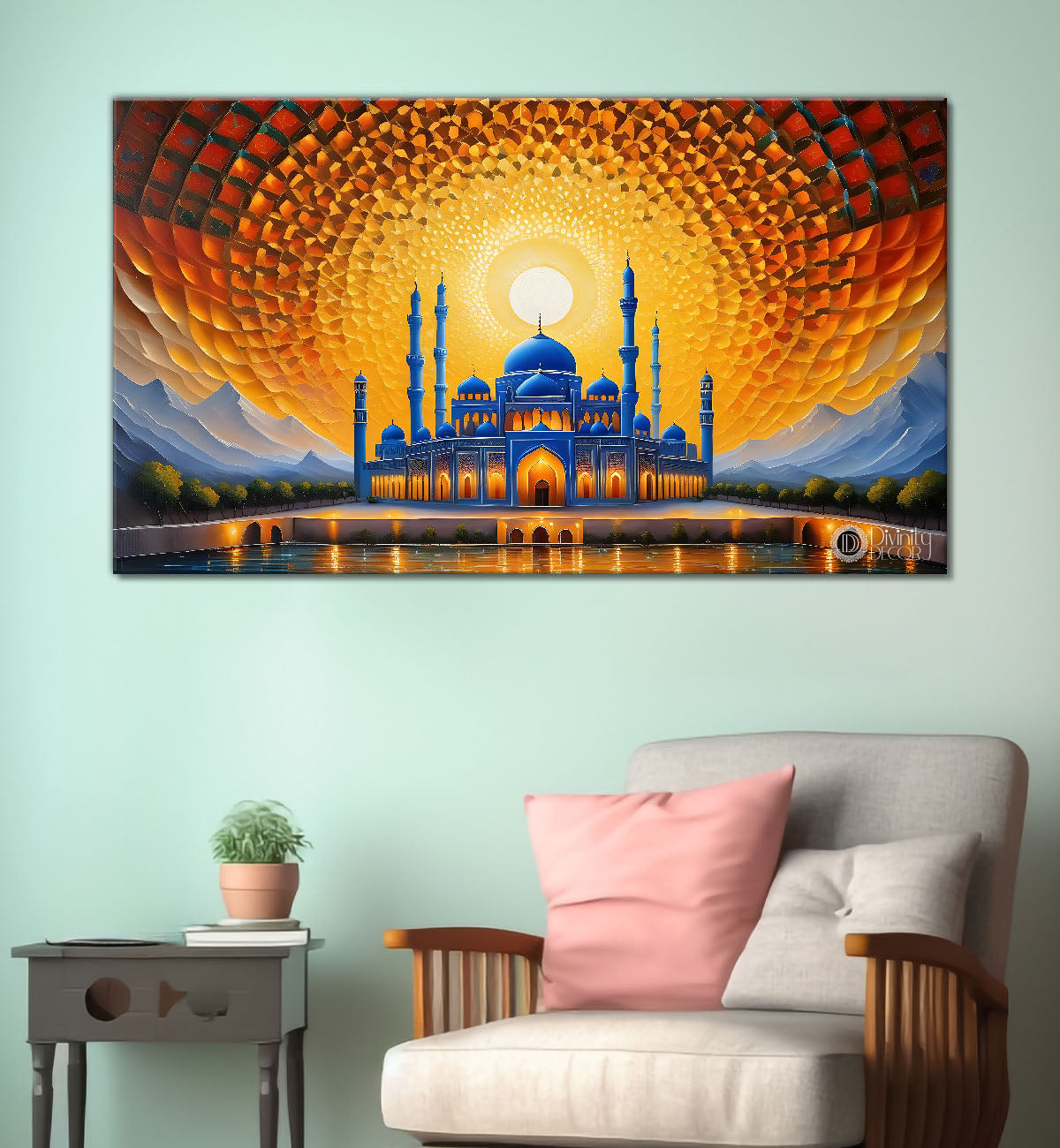Islamic mosque with sunrise oil painting Canvas Painting - Islamic paintings - 29