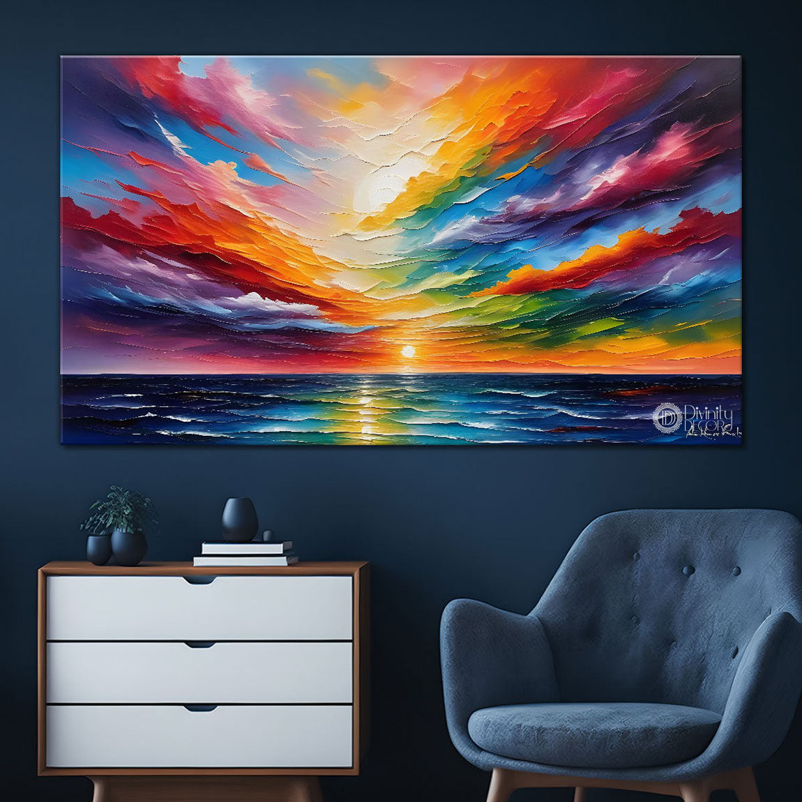 Sea with colorful sky painting Canvas Painting - Nature Art -290