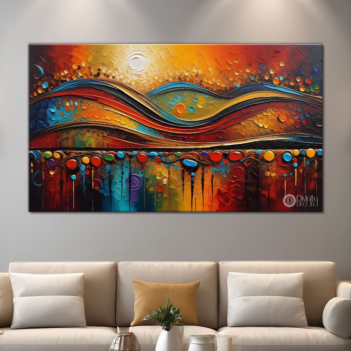 Colorful textured oil painting Canvas Painting - Design - Modern-L-293