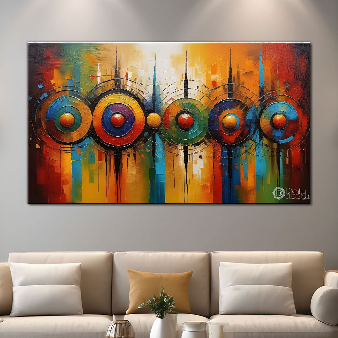 Colorful textured oil painting Canvas Painting - Design - Modern-L-299