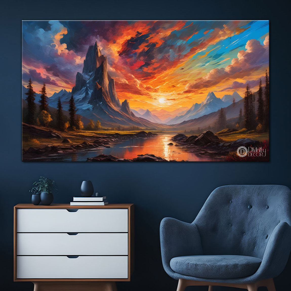 Colorful sky textured painting Canvas Painting - Nature Art -299