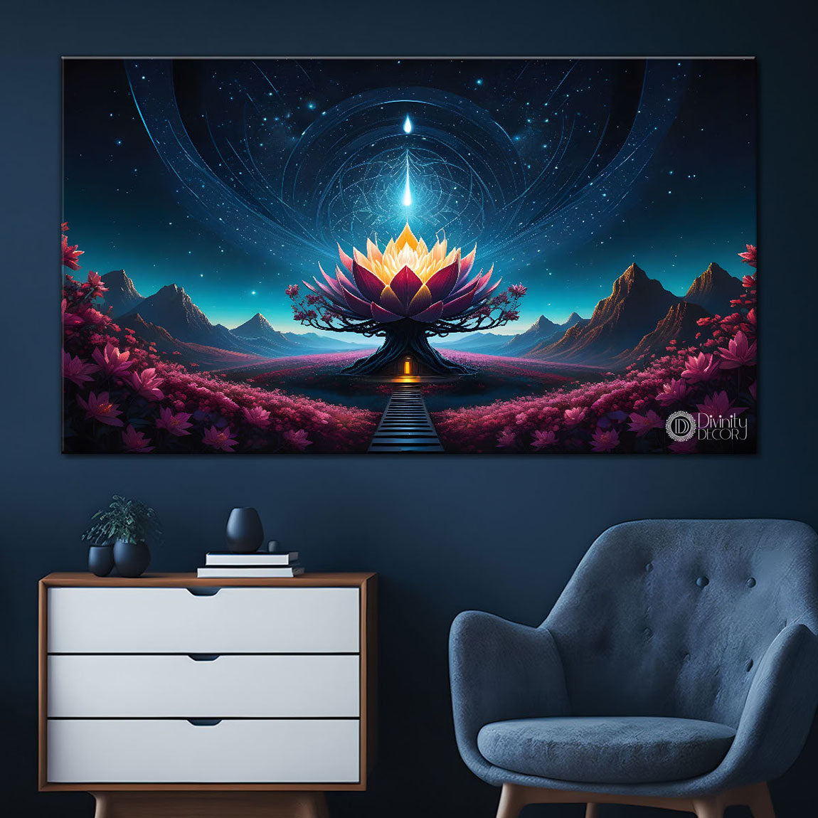 Flowers night textured painting Canvas Painting - Nature Art -300