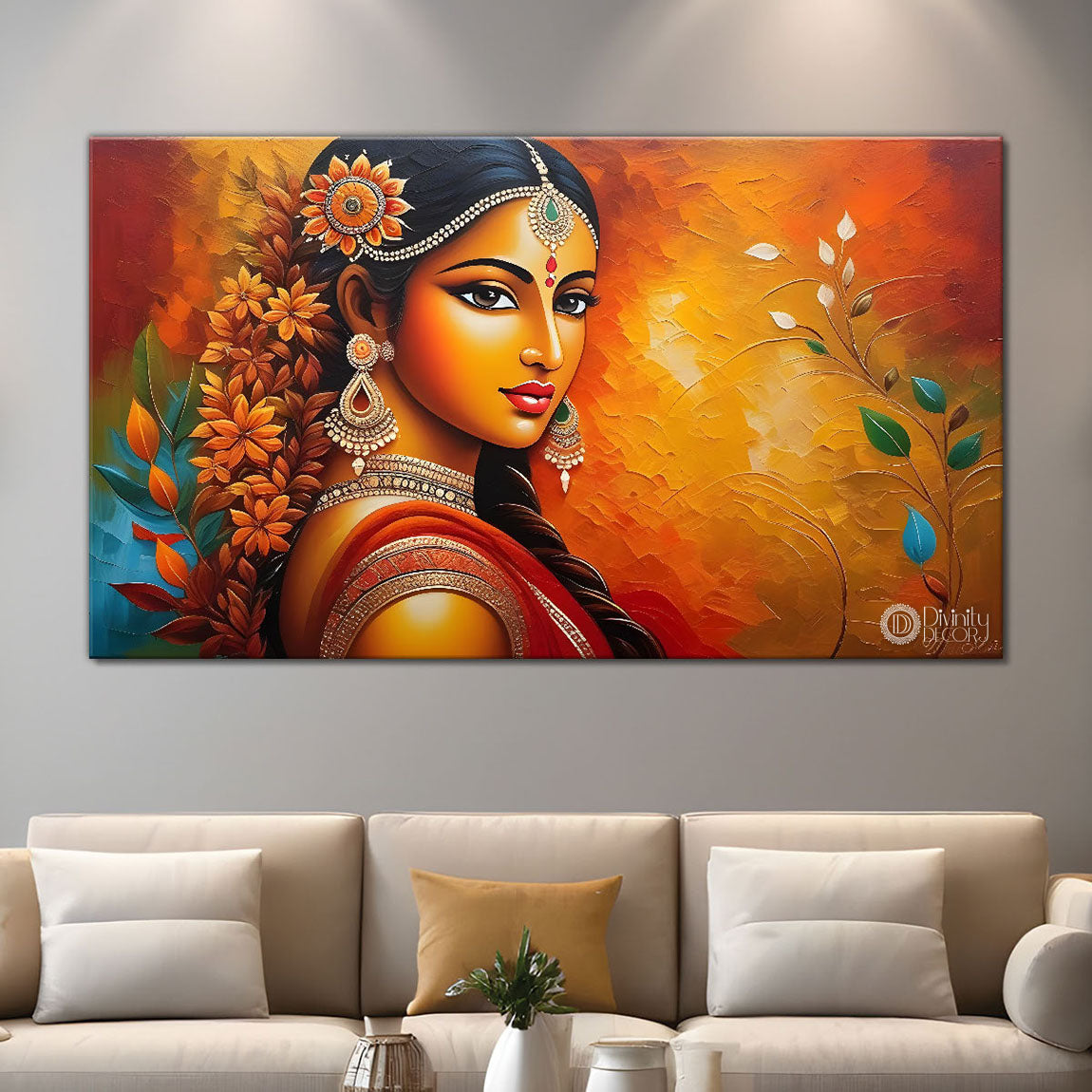 Beautiful lady textured modern art Canvas Painting - Design - Modern-L-301
