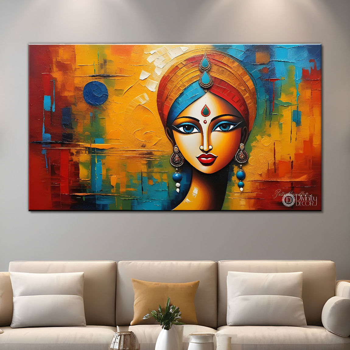 Tribal lady face modern art Canvas Painting - Design - Modern-L-304