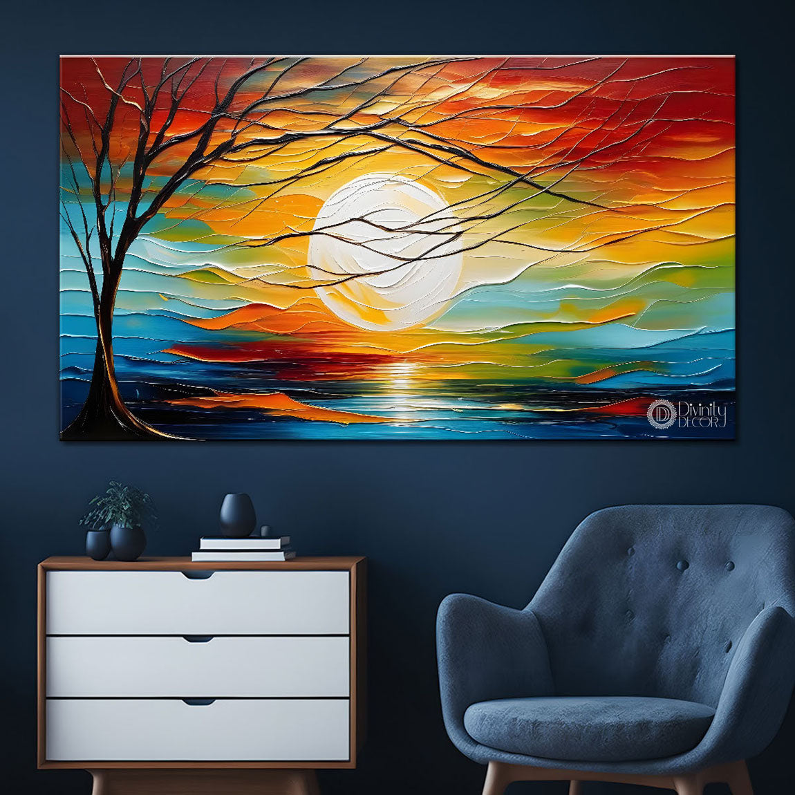Sunset colorful; view painting Canvas Painting - Nature Art -307