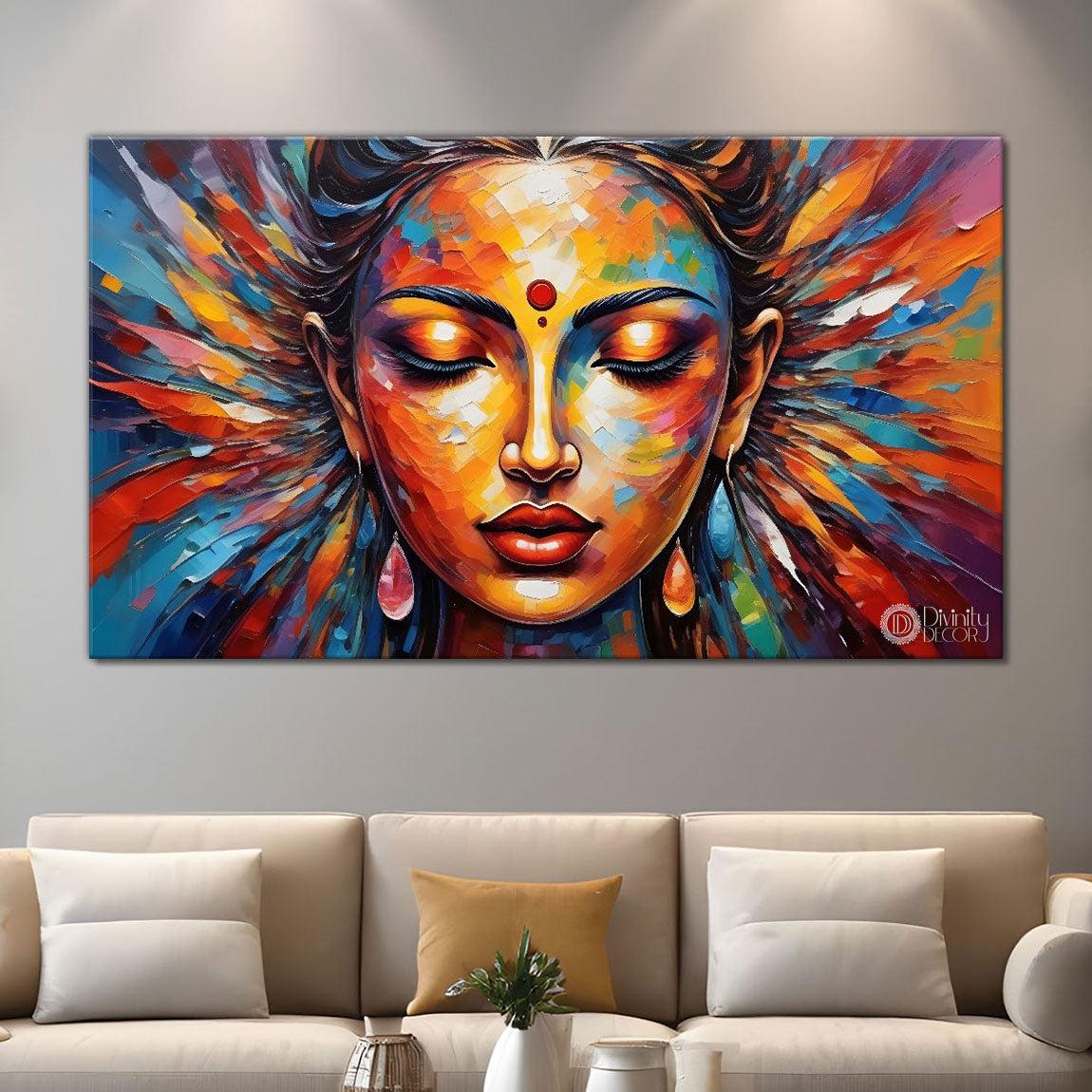 Beauty in brown lady textured modern art Canvas Painting - Design - Modern-L-307