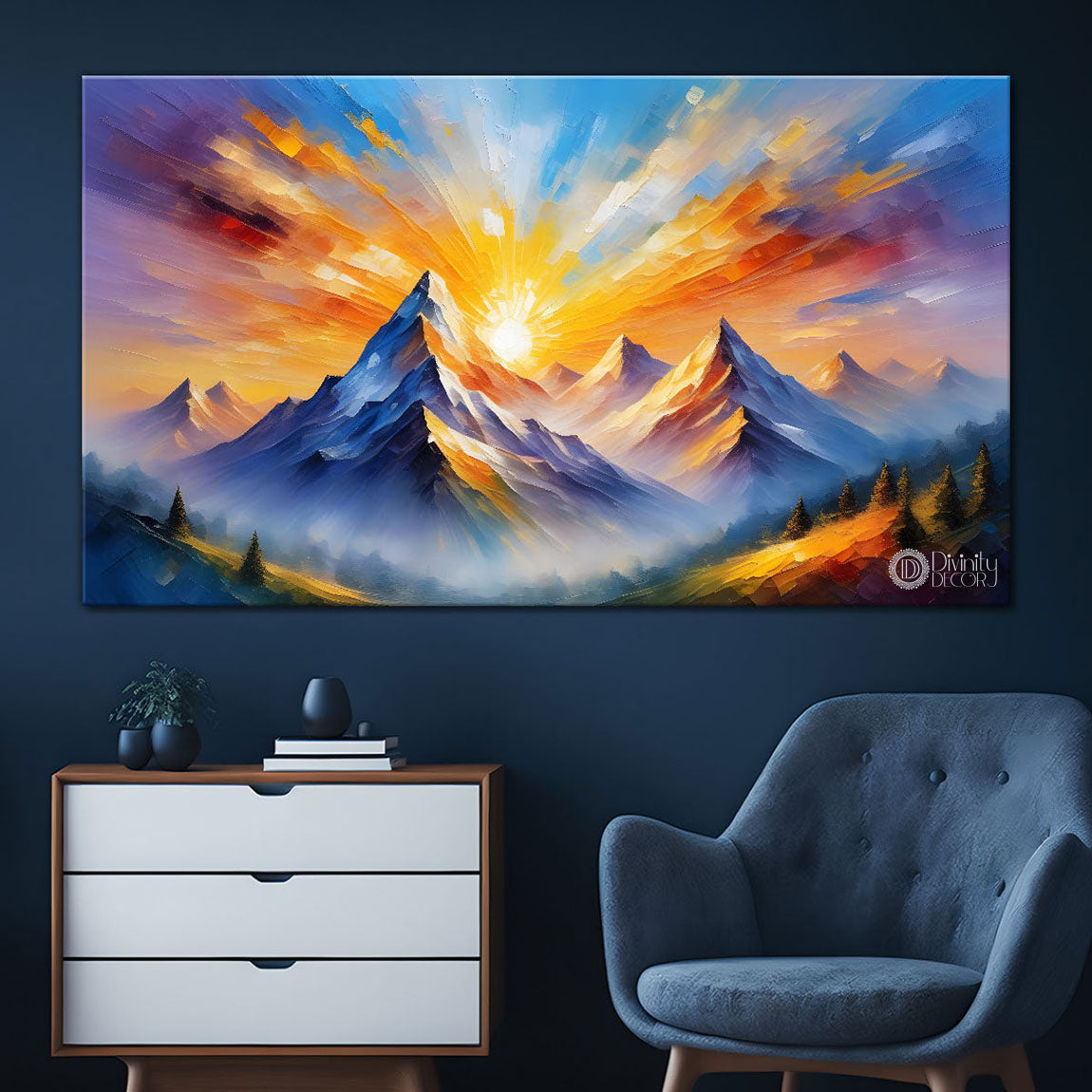 Mountains and clouds painting Canvas Painting - Nature Art -308
