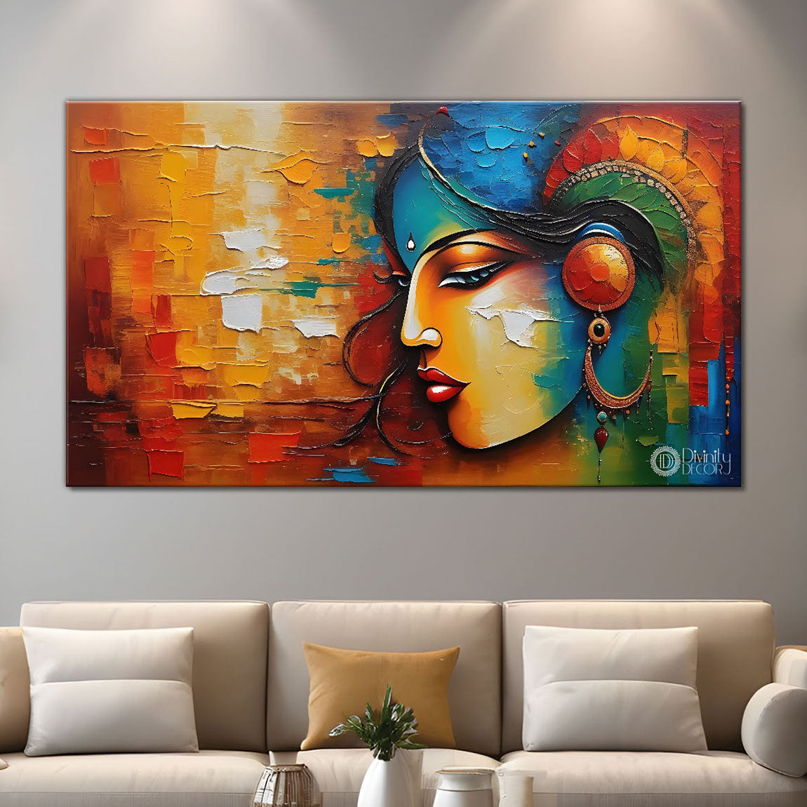 Tribal lady face modern art Canvas Painting - Design - Modern-L-309
