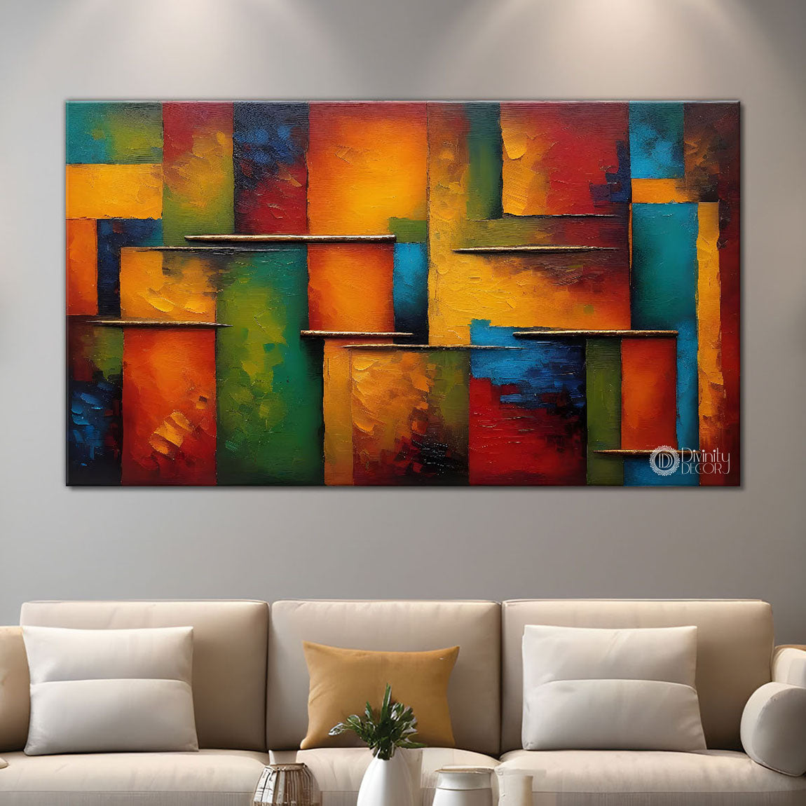 Colorful textured oil painting Canvas Painting - Design - Modern-L-311