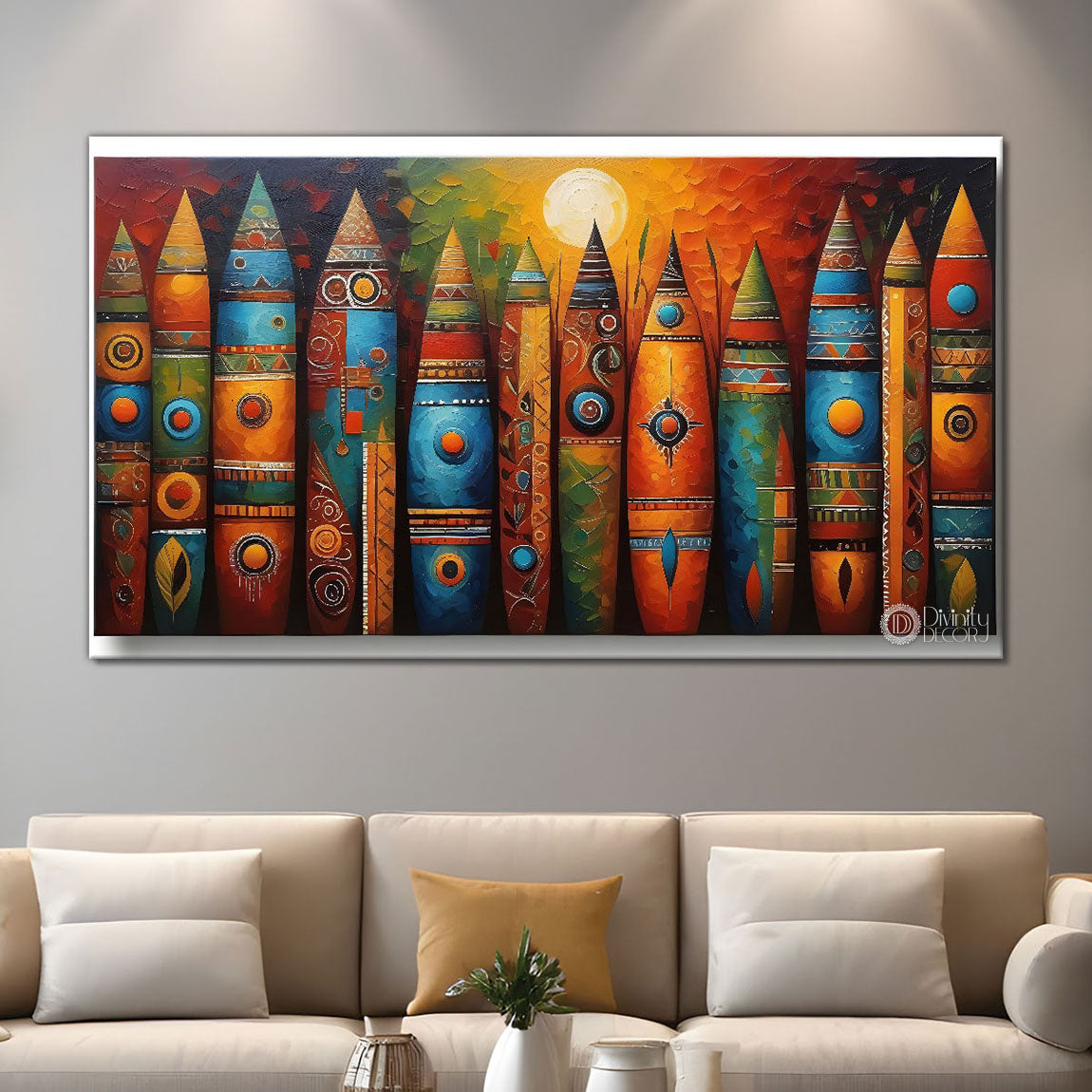 Tribal Textured art Canvas Painting - Design - Modern-L-315