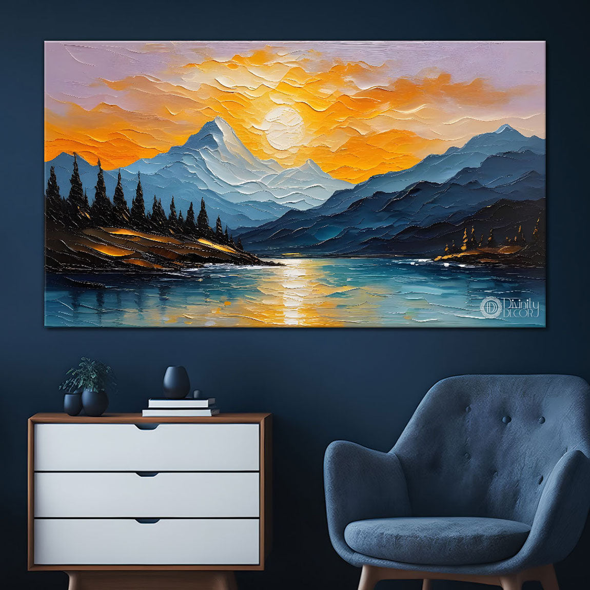 Mountains and river painting Canvas Painting - Nature Art -316