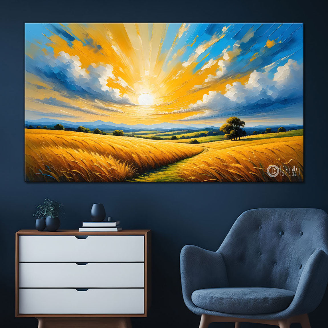 Sunrise view textured painting Canvas Painting - Nature Art -317