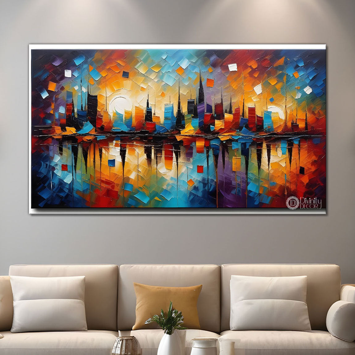 Colorful textured oil painting Canvas Painting - Design - Modern-L-324