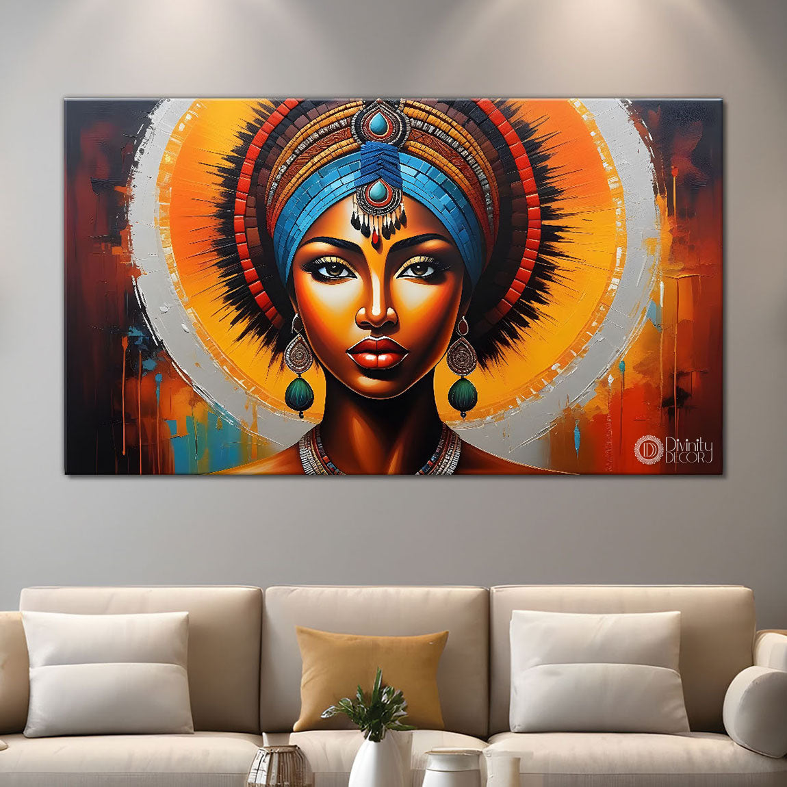 Tribal lady face modern art Canvas Painting - Design - Modern-L-325