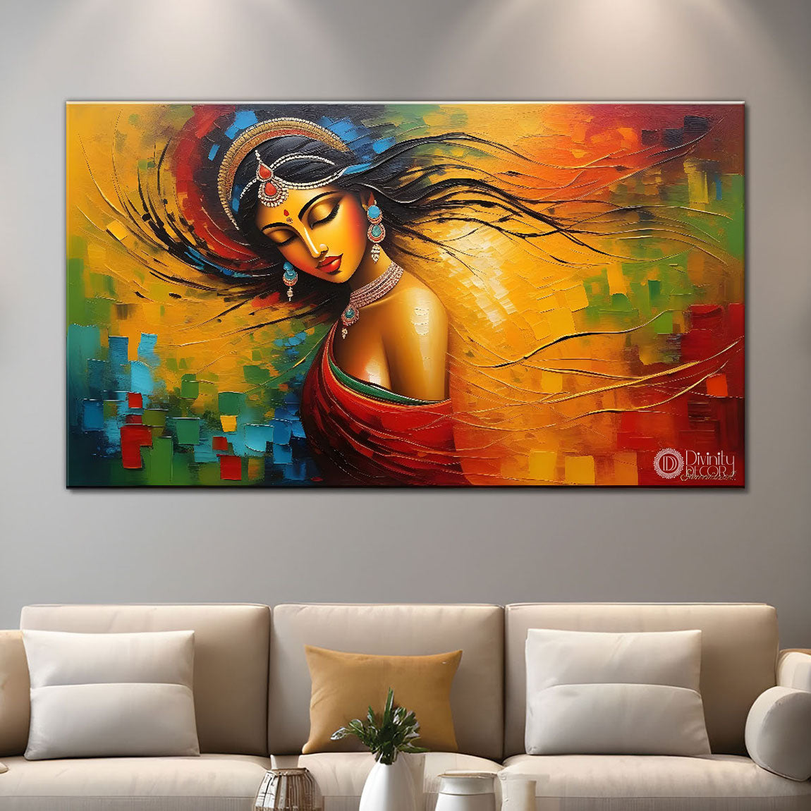 Tribal lady face modern art Canvas Painting - Design - Modern-L-326