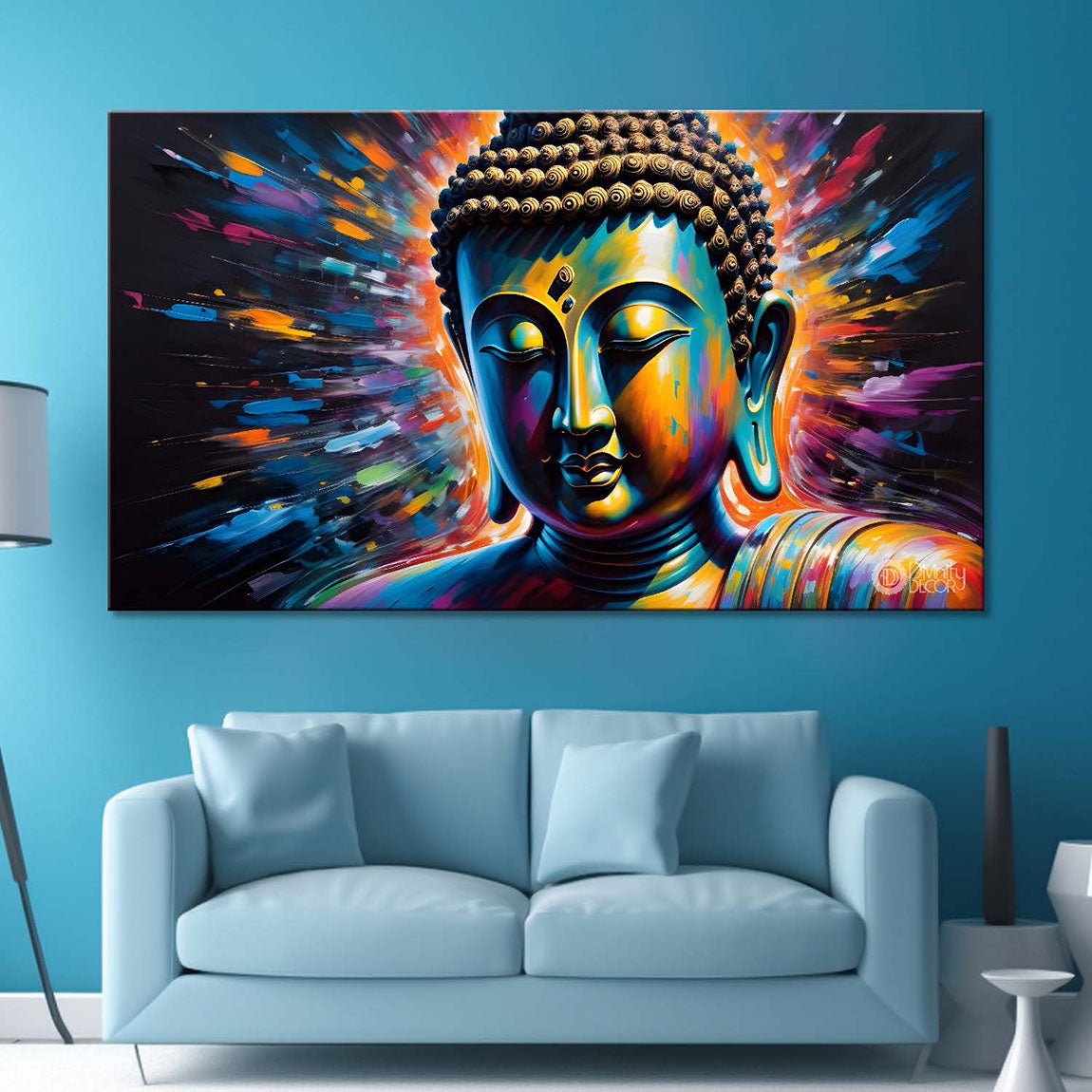 Buddha with colorful background textured painting Canvas Wall Painting - Buddha-330